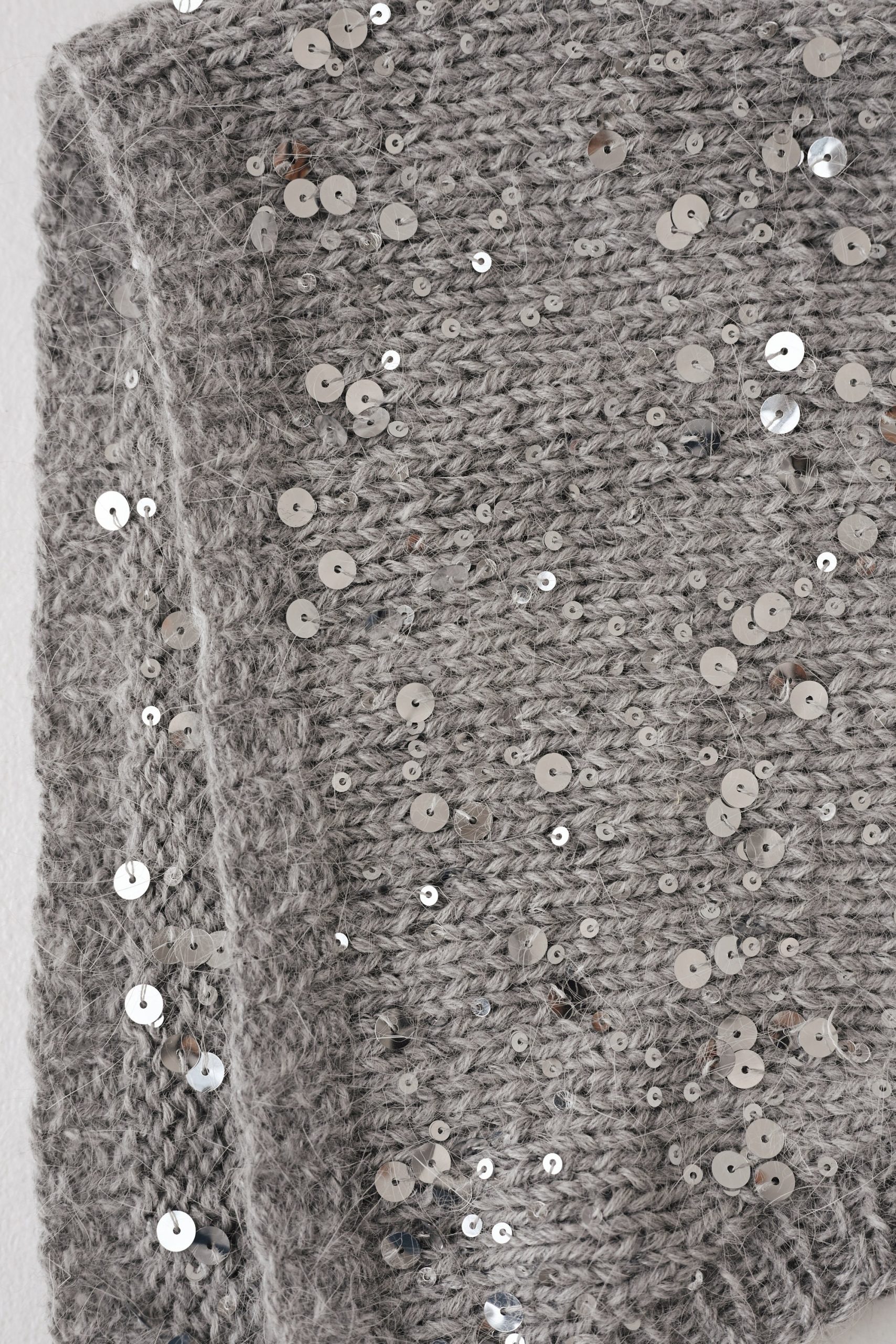 Hand Knitted Wool Bonnet: Sequined Ear Flap Hat