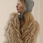 Hand Knitted Wool Bonnet: Sequined Ear Flap Hat