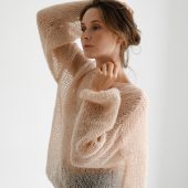 Fluffy Mohair Knit Sweater: Powder Hue Oversized Jumper