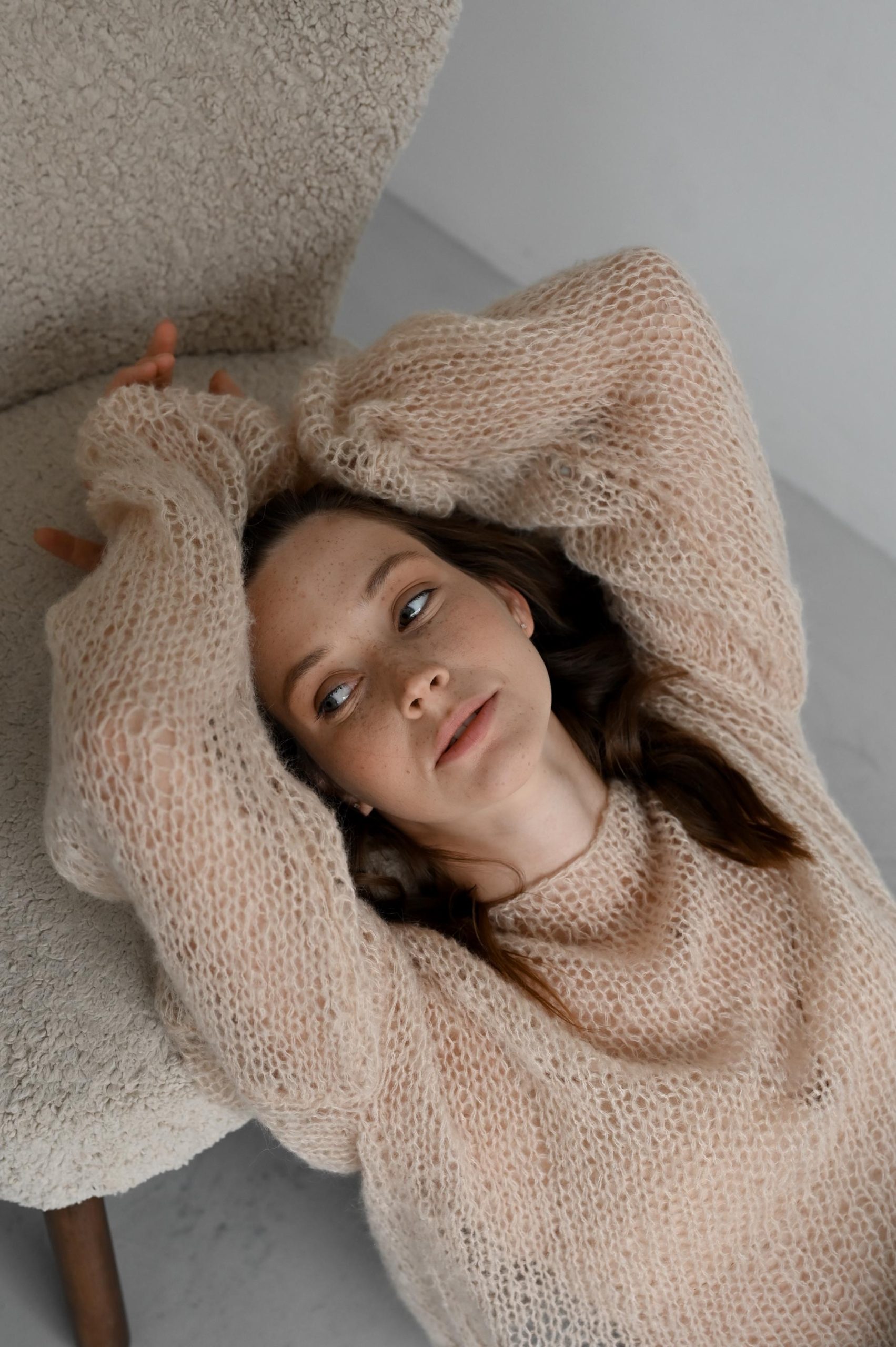 Fluffy Mohair Knit Sweater: Powder Hue Oversized Jumper