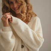 Handcrafted Alpaca Cardigan: Grey Merino Wool Knitwear