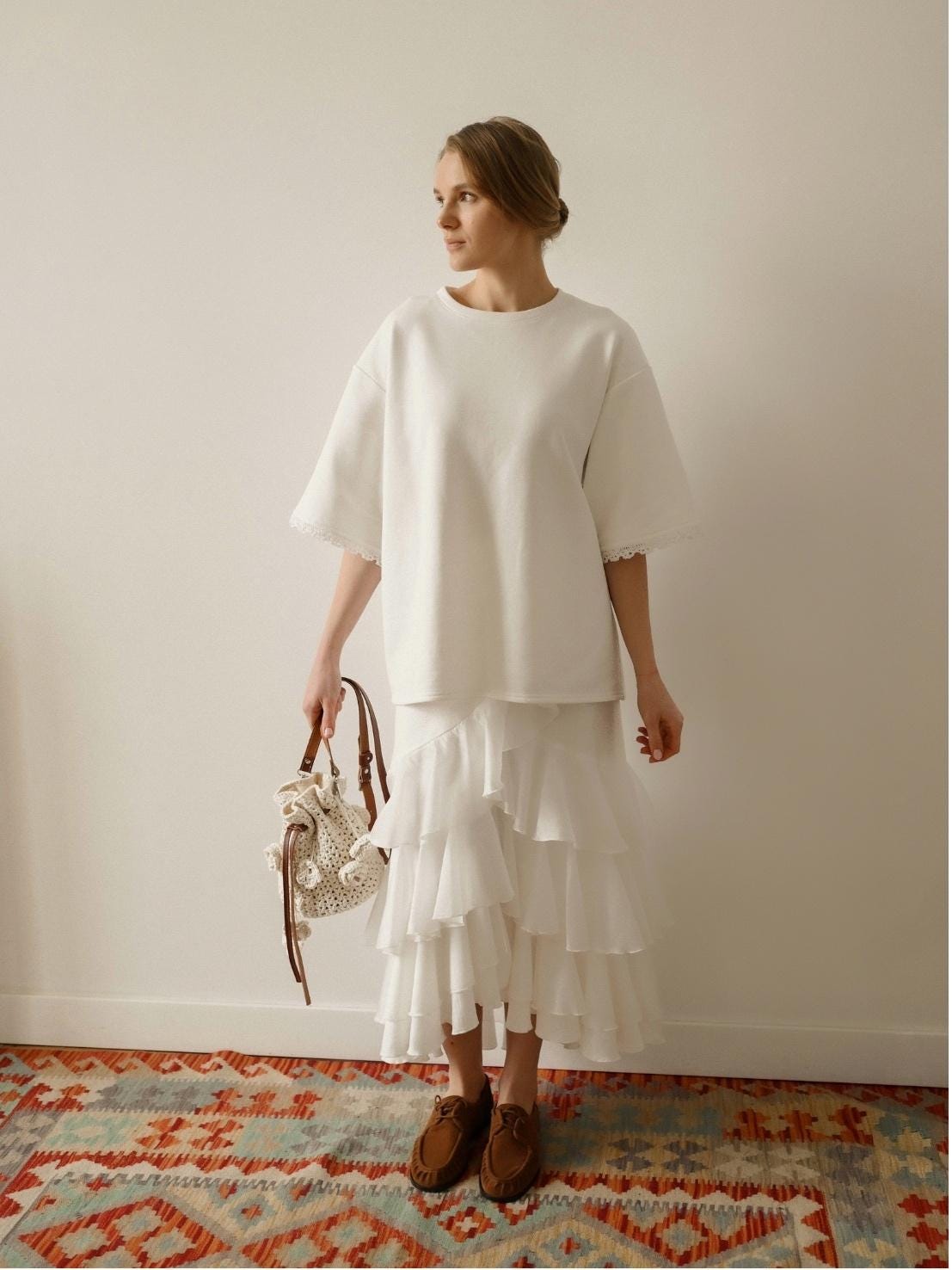 Handmade Women's Bag With Crochet Flowers, Fashionable Eco-friendly Bag For Summer Festival