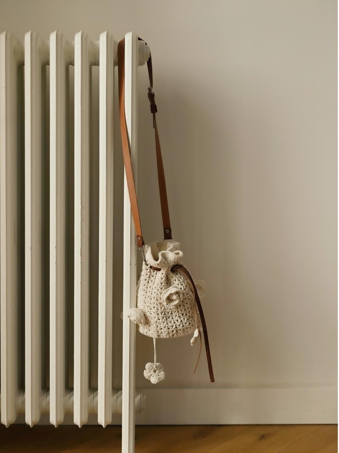 Handmade Women's Bag With Crochet Flowers, Fashionable Eco-friendly Bag For Summer Festival