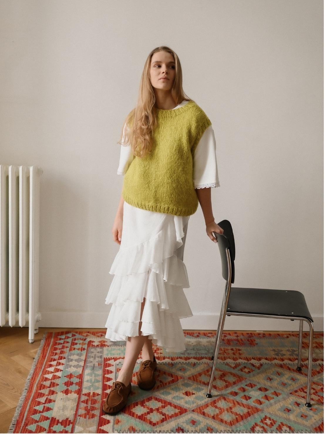 Hand-knitted Mohair Yellow Vest: Women's Cozy Knitwear