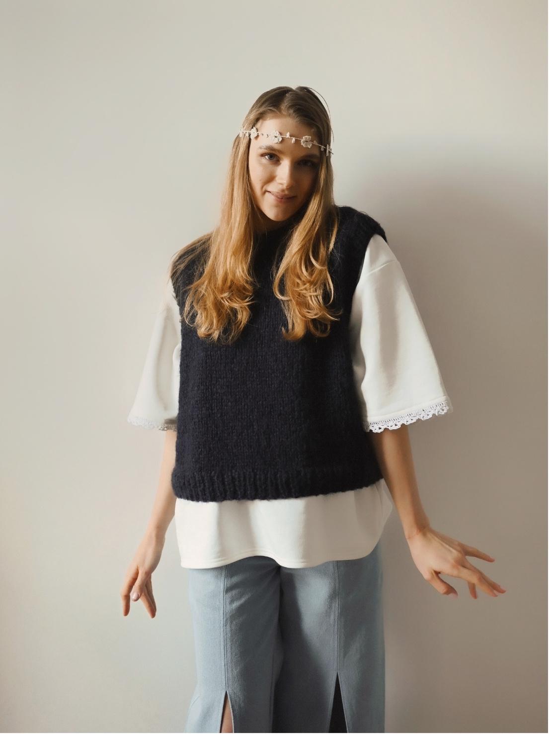 Hand-knitted Pink Mohair Vest: Women's Cozy Knitwear