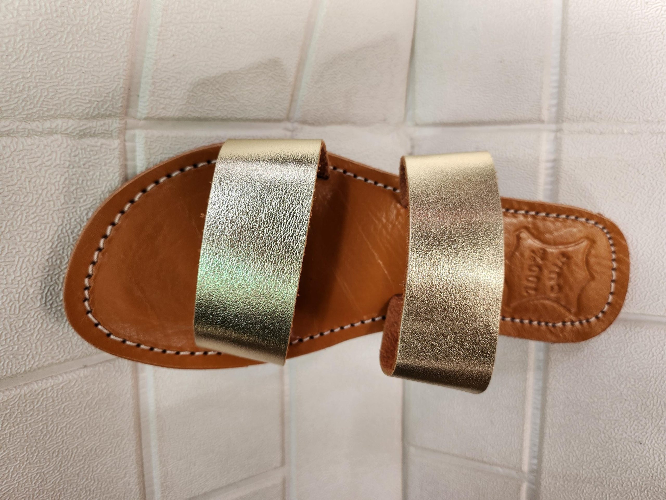 Handmade Moroccan Leather Sandals For Women – Gold Strappy Sandali Donna | Flat Leather Womens Sandals | Ledersandalen Damen |