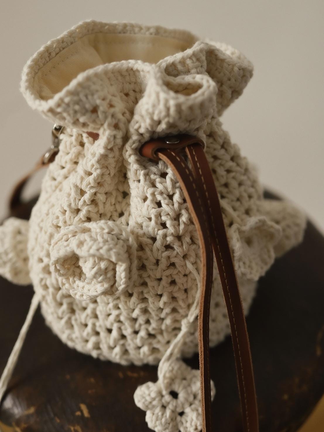 Handmade Women's Bag With Crochet Flowers, Fashionable Eco-friendly Bag For Summer Festival