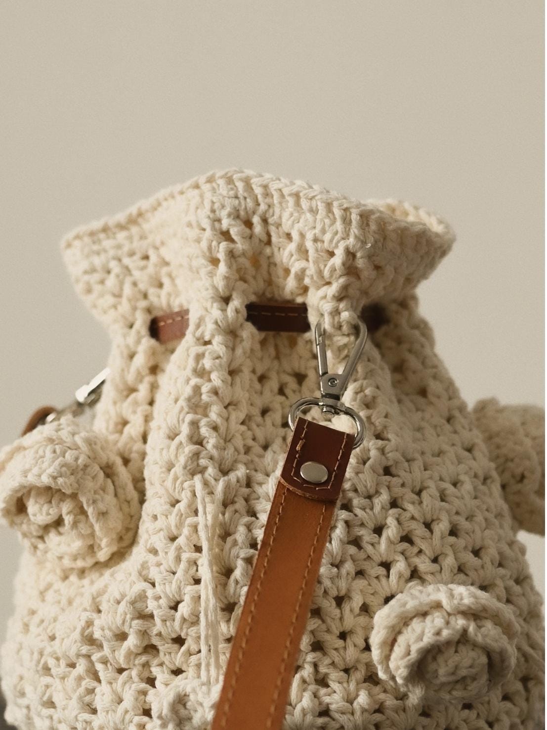 Handmade Women's Bag With Crochet Flowers, Fashionable Eco-friendly Bag For Summer Festival