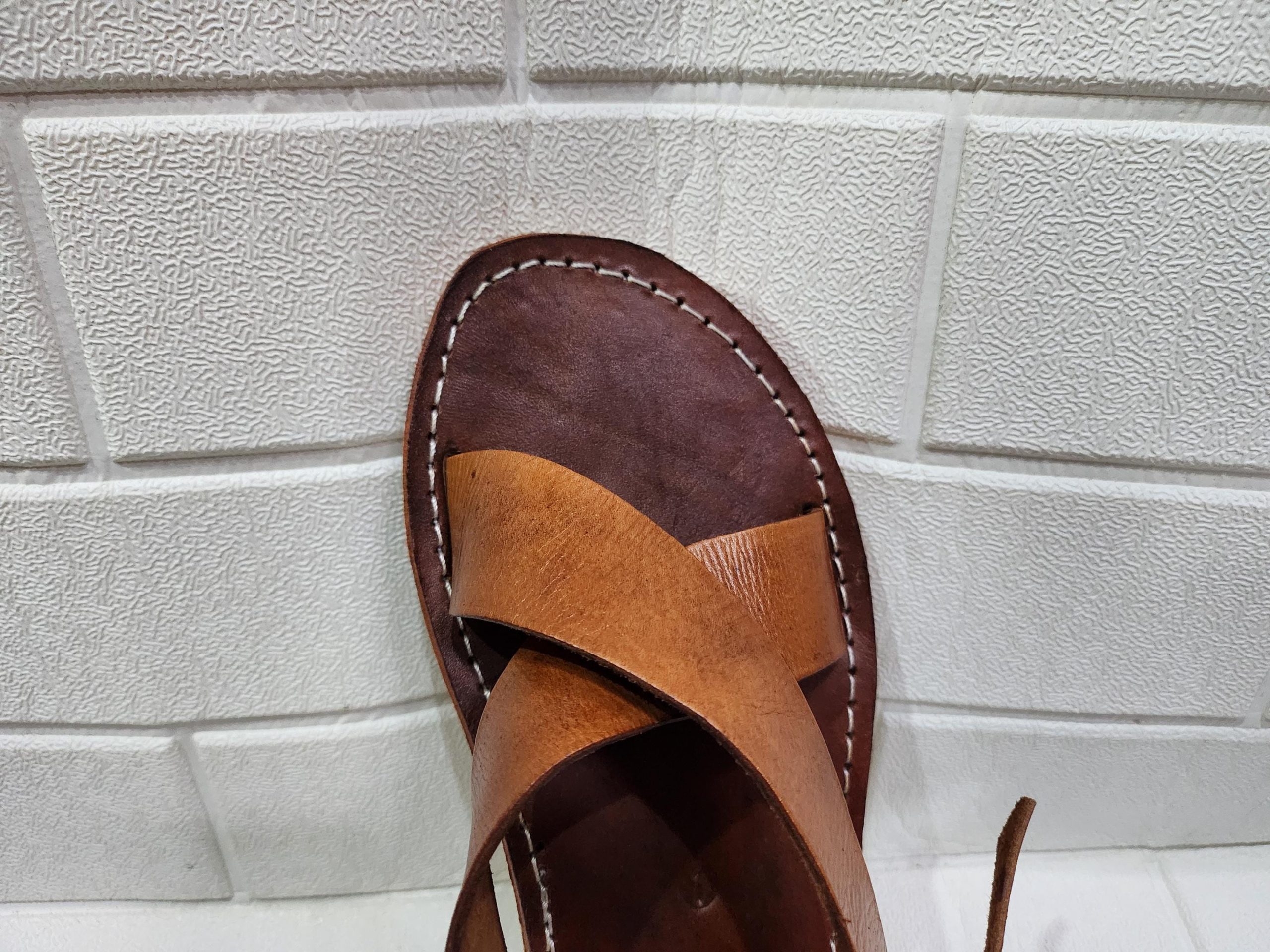 Handmade Moroccan Leather Sandals For Women – Brown Cross Strap Flat Sandals With Ankle Strap, Open Toe Boho Summer Walking Shoes, Gift