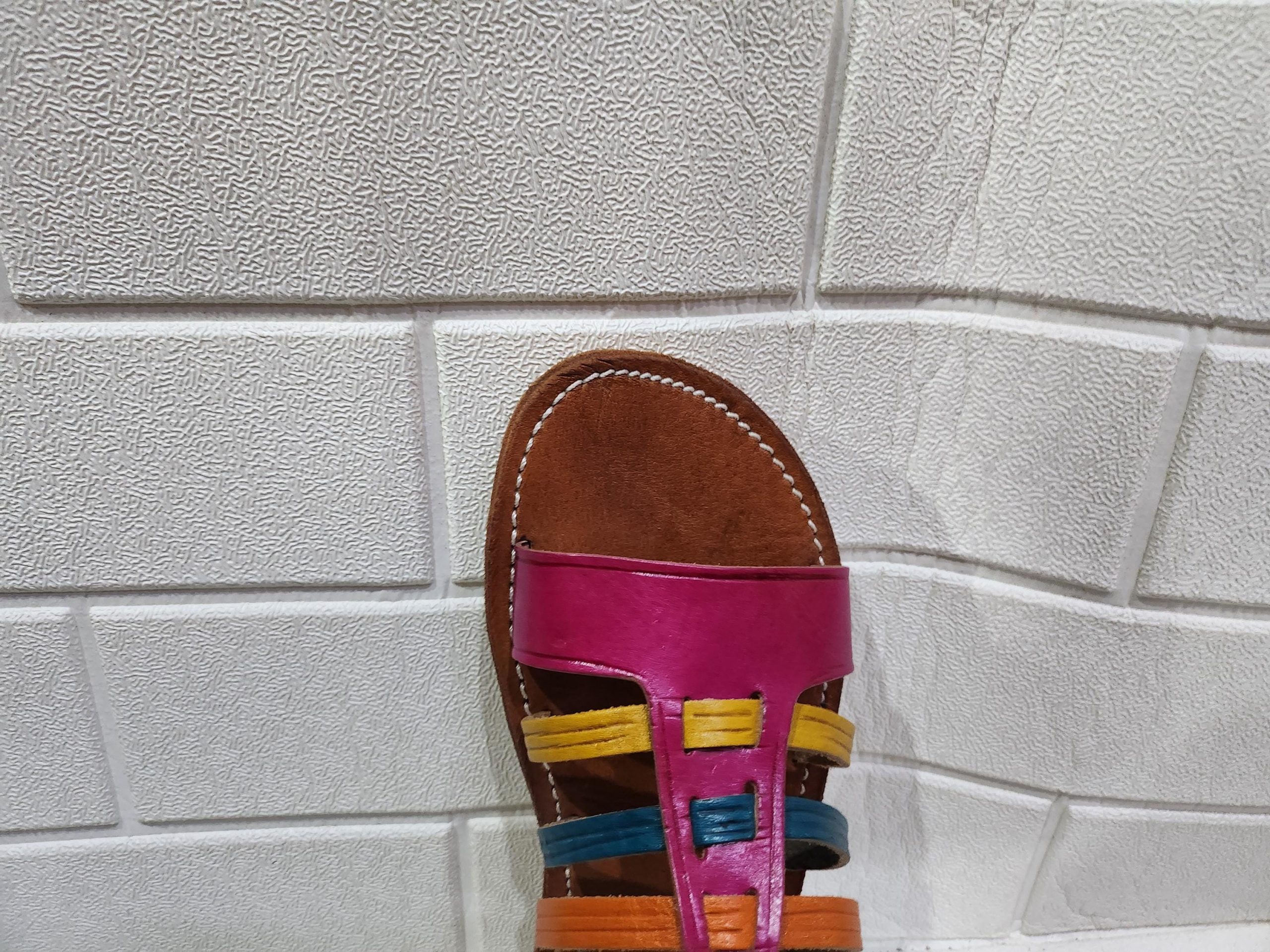 Handmade Moroccan Multicolor Leather Sandals For Women – Colorful Summer Flats – Boho Strappy Design – Traditional Artisan Slides