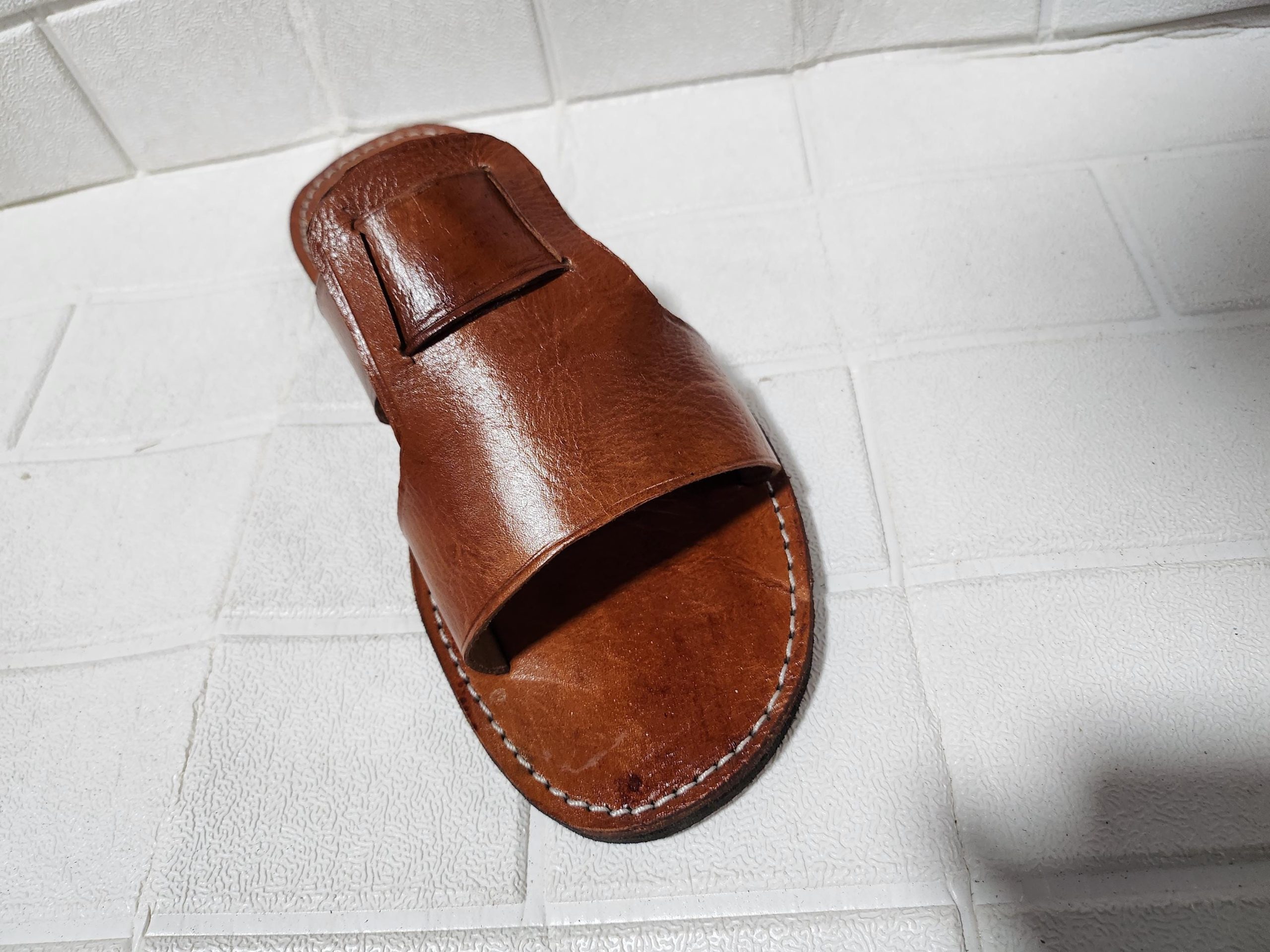 Handmade Moroccan Leather Sandals For Men – Brown Slip-on Summer Sandals – Traditional Men’s Shoes Eu 40 To 50 – Open Toe Artisanal Footwear