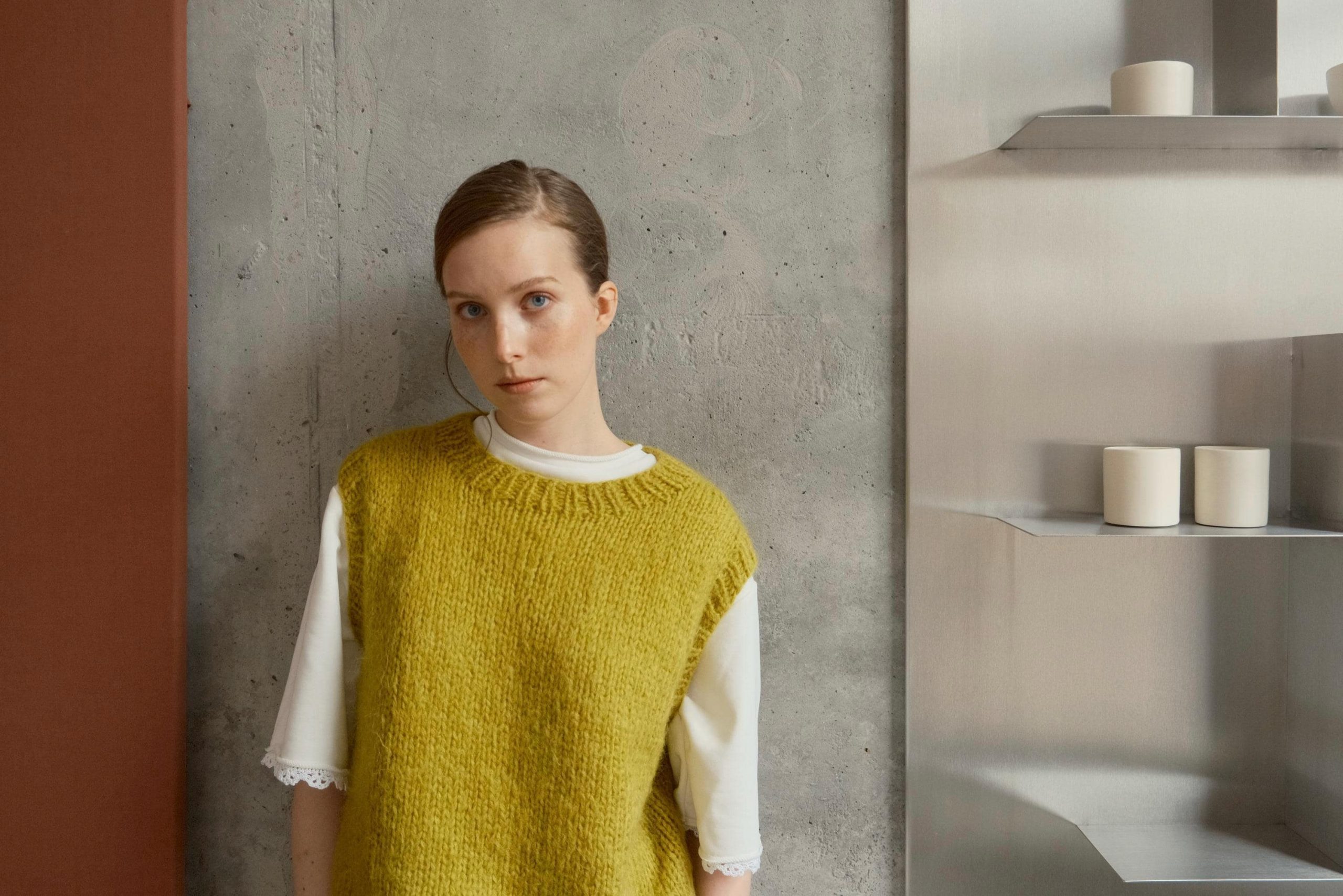 Hand-knitted Green Mohair Vest: Women's Cozy Knitwear