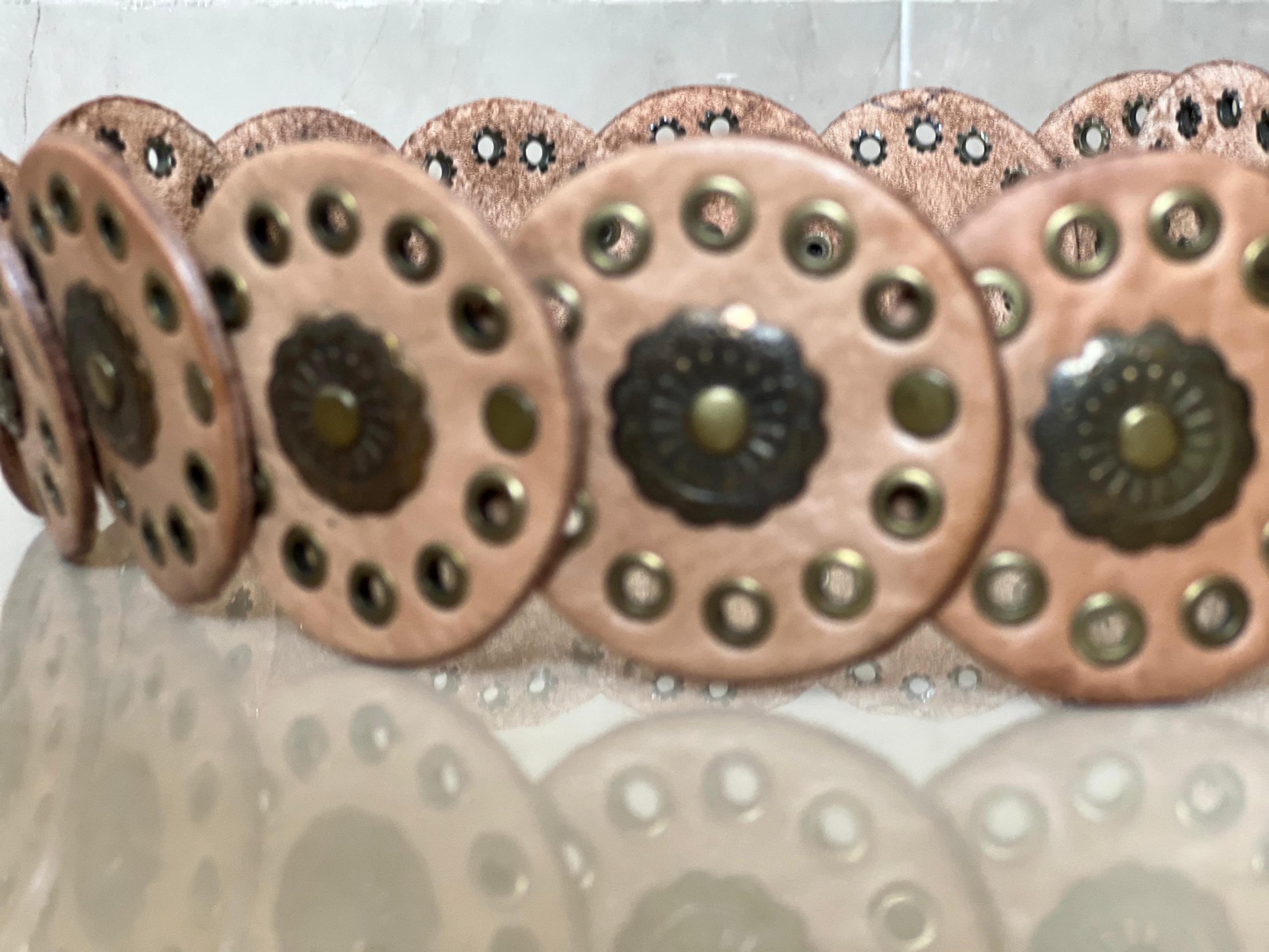 Leather Concho Belt 107 Cm (42.1 In) – Vintage Medieval Waist Belt Gift For Women