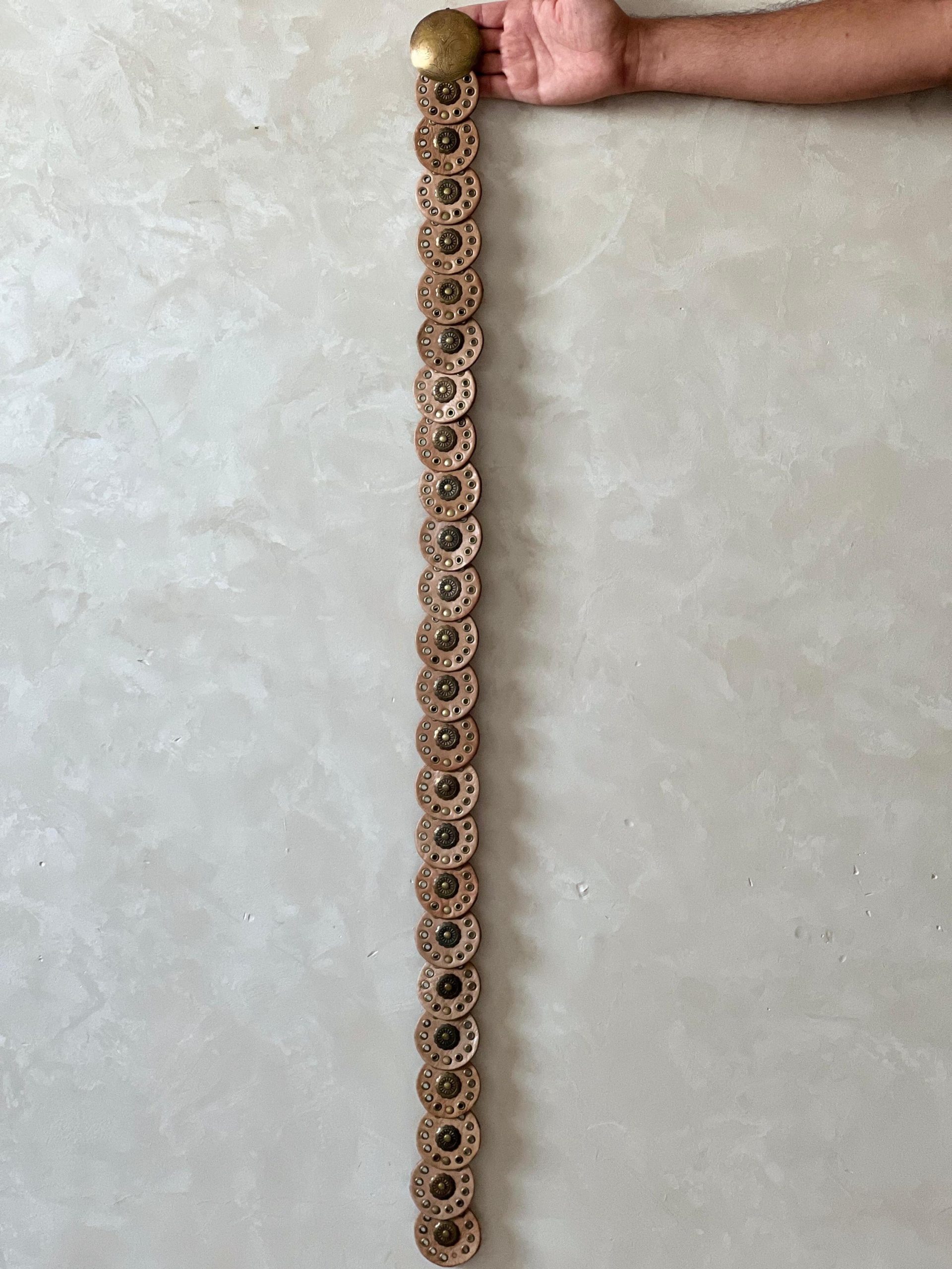 Leather Concho Belt 107 Cm (42.1 In) – Vintage Medieval Waist Belt Gift For Women