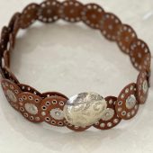 Leather Concho Belt 110 Cm (43.3 In) – Vintage Medieval Waist Belt Gift For Women