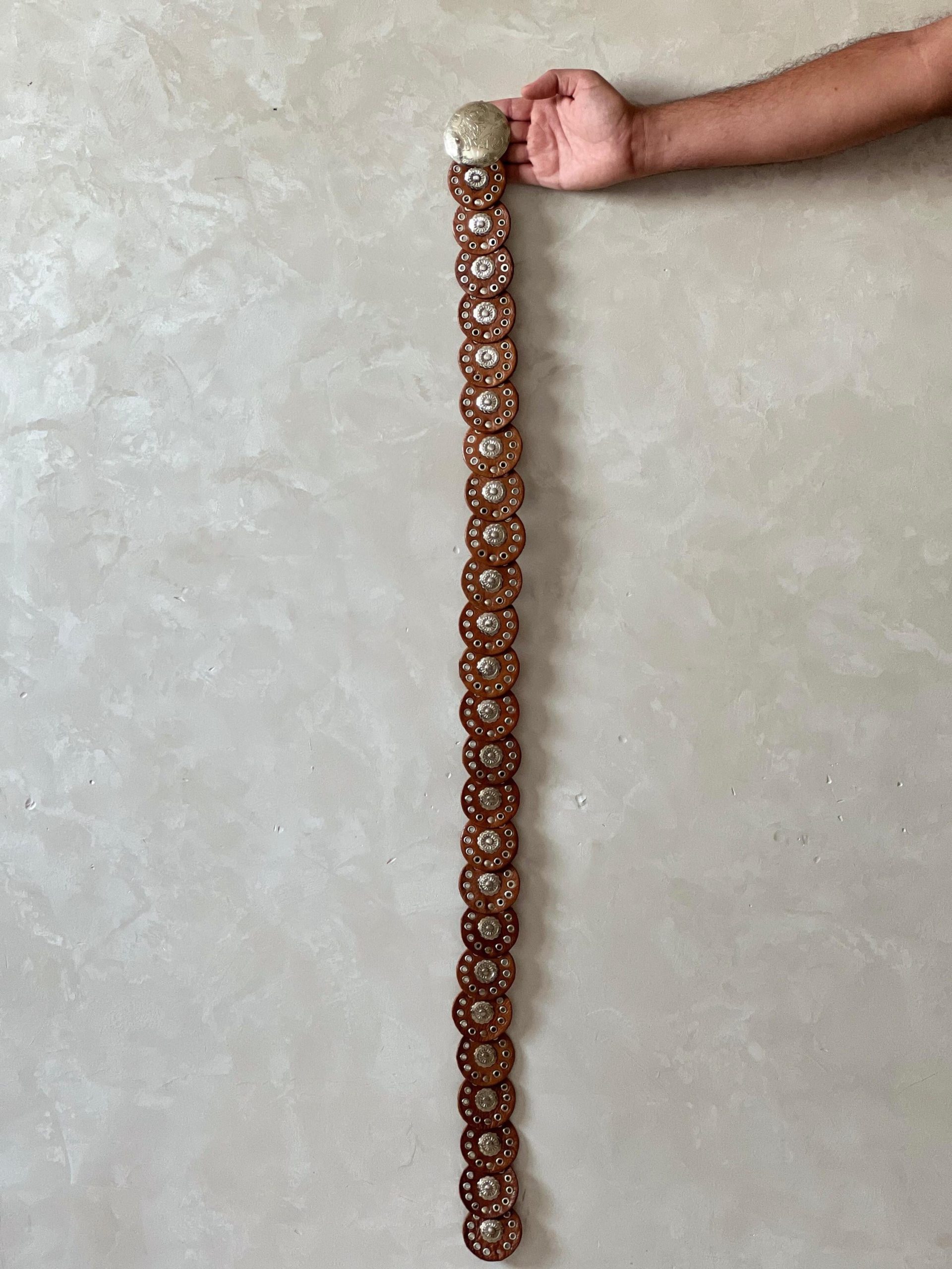 Leather Concho Belt 110 Cm (43.3 In) – Vintage Medieval Waist Belt Gift For Women